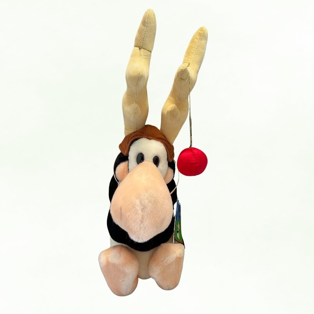 Vintage 1980s Dakin Opus the Penguin Plush - Bloom County Christmas Reindeer